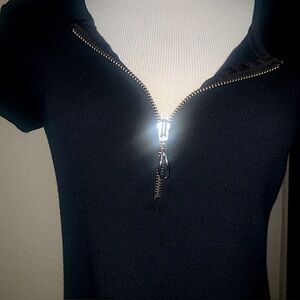 Moda International Black front Zip-Up dress